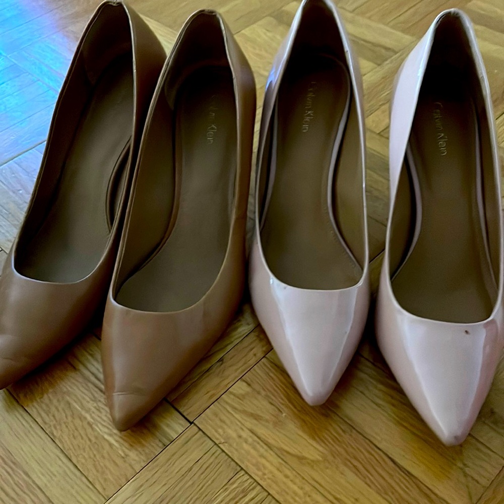 Calvin Klein Patent Leather Pink and Leather Brown (Tan) Heels Size 10